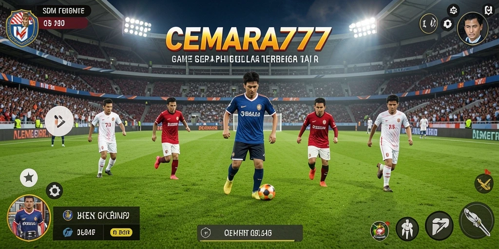 Tampilan seru gameplay CEMARA777 yang penuh aksi sepak bola.