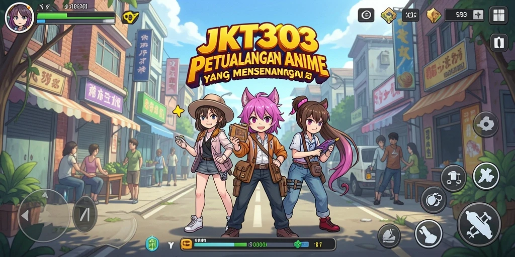 Tampilan gameplay utama JKT303 yang penuh warna dan aksi seru.