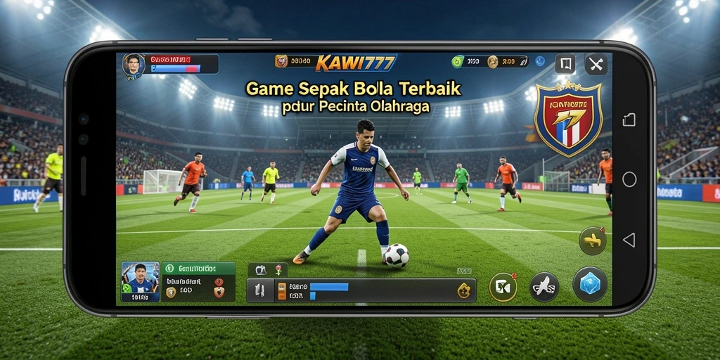 Screenshot gameplay KAWI777 menampilkan aksi seru di lapangan sepak bola.