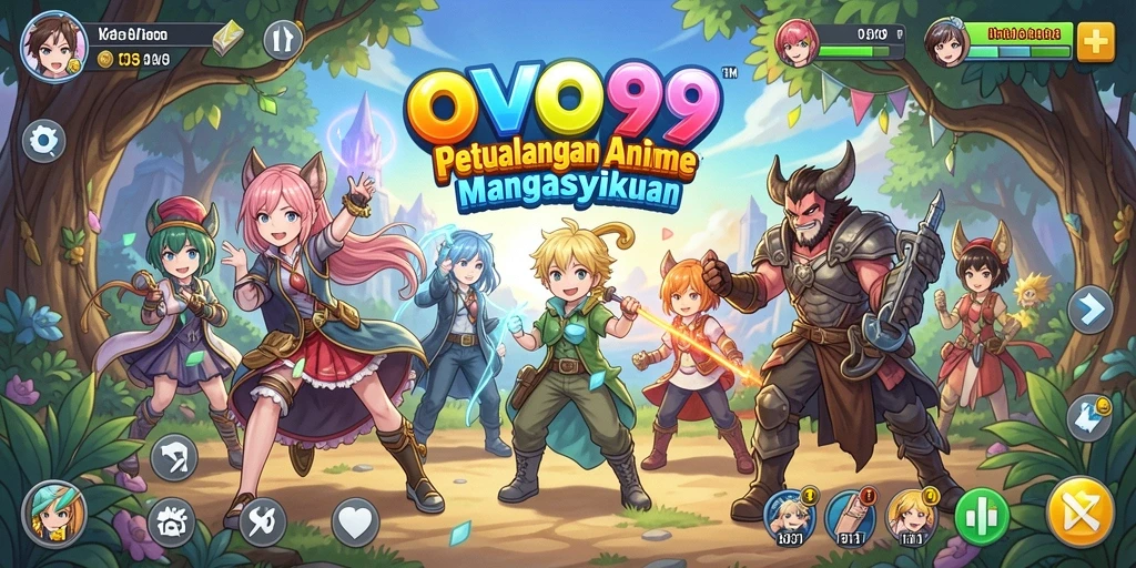 Screenshot OVO99 menampilkan karakter anime dalam pertarungan seru.