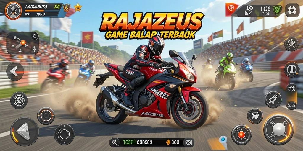 Tampilan gameplay <strong>RAJAZEUS</strong> yang menegangkan dengan kecepatan tinggi.