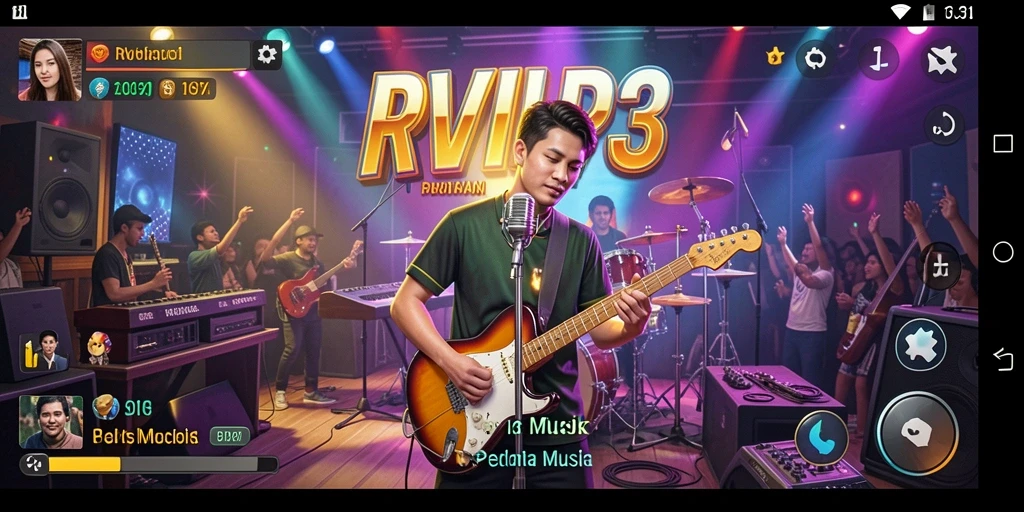 Tampilan gameplay RVIP3 yang penuh warna dan dinamis.