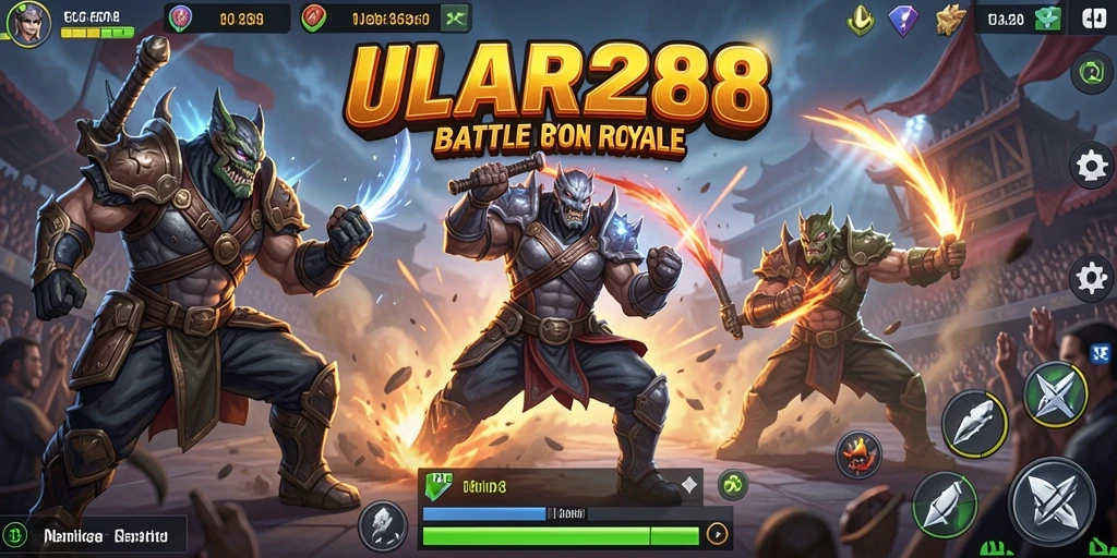Tampilan mendebarkan dari gameplay ULAR288 dalam pertarungan Battle Royale.